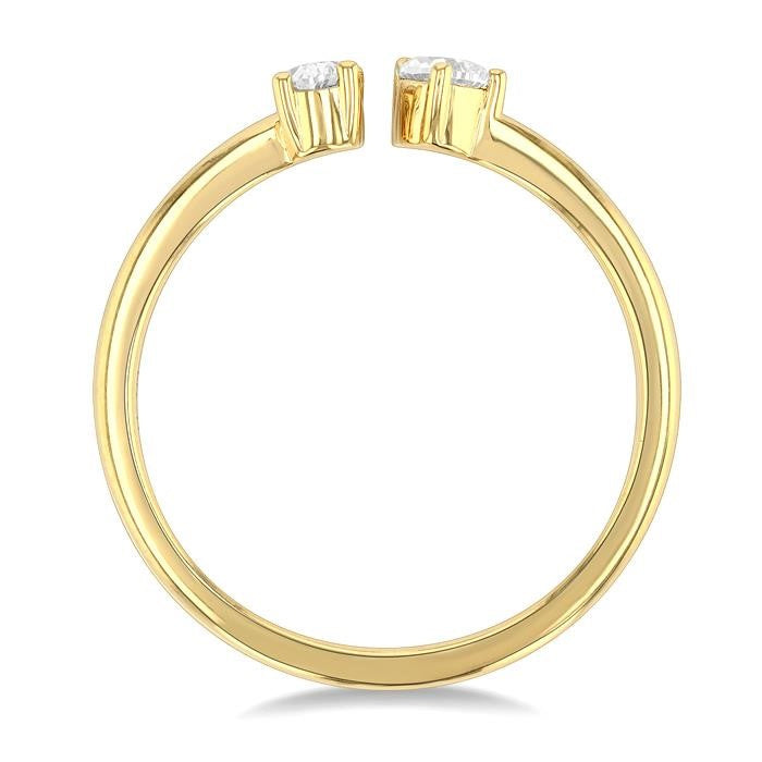 1/3 Ctw Toi Et Moi Oval and Pear Cut Diamond Open Fashion Ring in 14K Yellow Gold