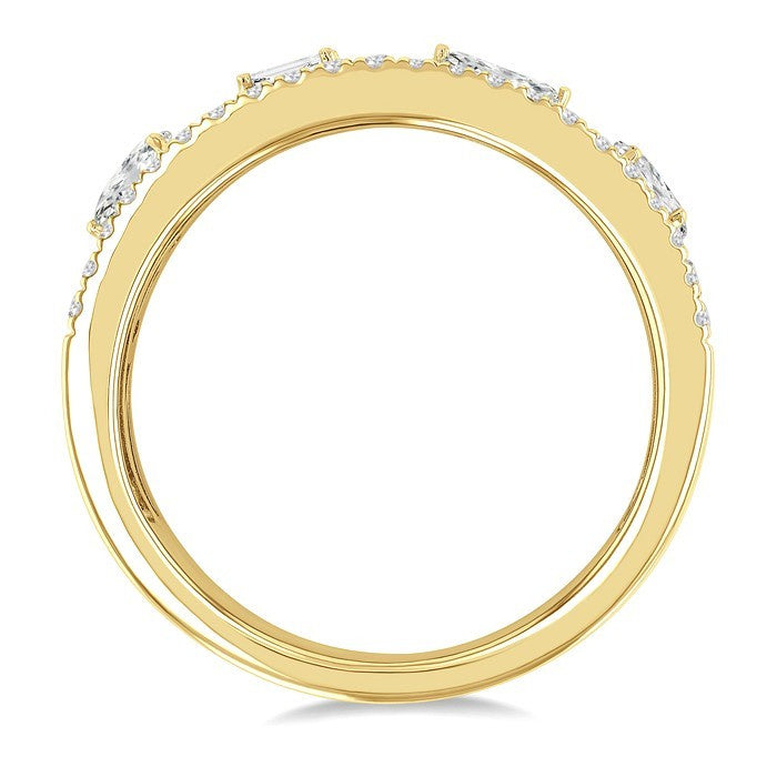 5/8 Ctw Mixed Shape Cut Diamond Fashion Wide Band in 14K Yellow Gold