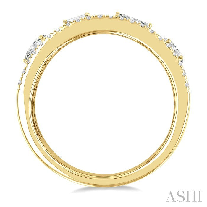5/8 Ctw Mixed Shape Cut Diamond Fashion Wide Band in 14K Yellow Gold