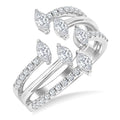 7/8 Ctw Three-Way Split Marquise and Round Cut Diamond Fashion Open Ring in 14K White Gold