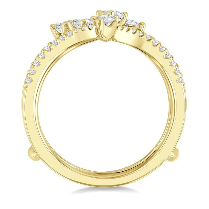 3/4 Ctw Mixed Diamond Cut Fashion Open Ring in 14K Yellow Gold