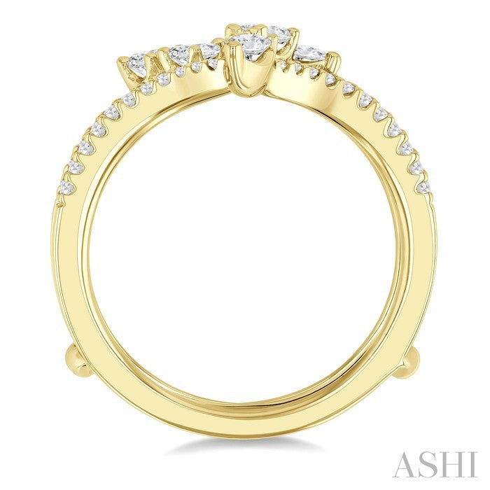 3/4 Ctw Mixed Diamond Cut Fashion Open Ring in 14K Yellow Gold