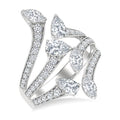 2 1/4 Ctw Bypass Three-Way Split Marquise, Pear and Round Cut Diamond Fashion Open Ring in 14K White Gold