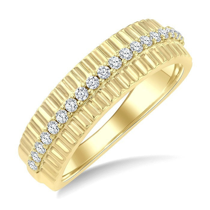1/4 Ctw Round Cut Diamond Pirouette Fashion Ring in 10K Yellow Gold