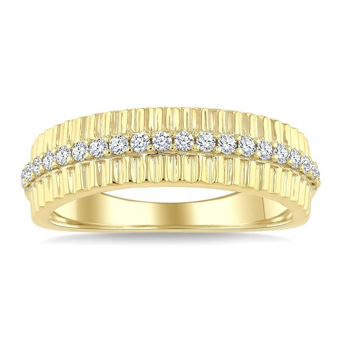 1/4 Ctw Round Cut Diamond Pirouette Fashion Ring in 10K Yellow Gold