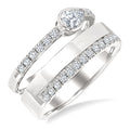 3/4 Ctw Split Twin Row Bezel Set Pear and Round Cut Diamond Fashion Ring in 14K White Gold