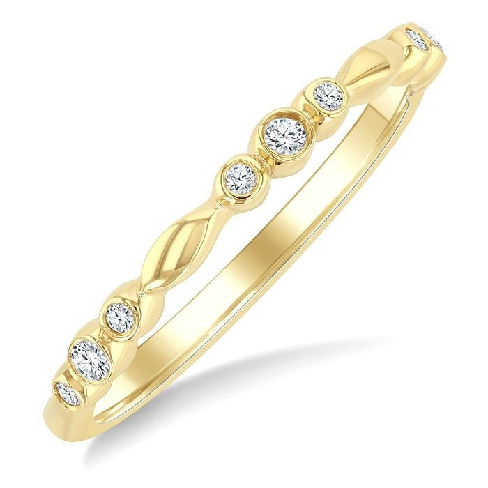 1/10 Ctw Round Cut Diamond Stackable Band in 10K Yellow Gold