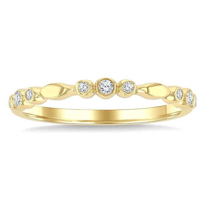 1/10 Ctw Round Cut Diamond Stackable Band in 10K Yellow Gold