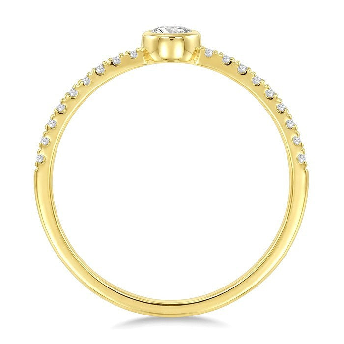 1/3 Ctw Bezel Set Round Cut Diamond Luna Bezel Fashion Ring in 14K Yellow Gold