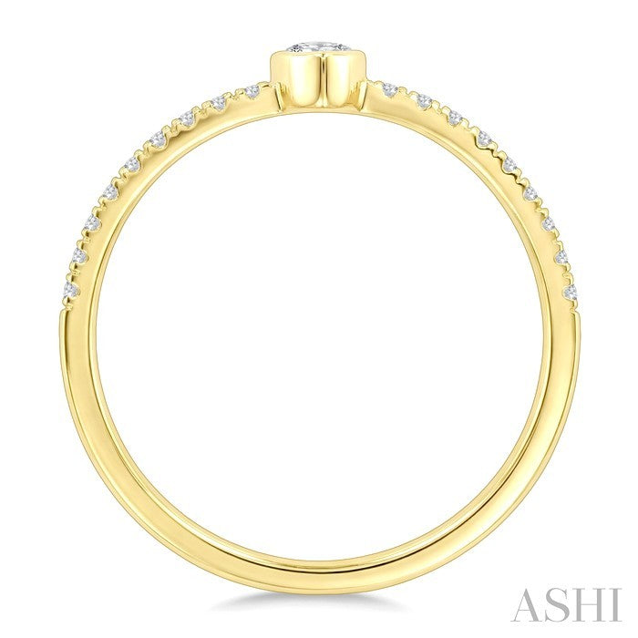 1/3 Ctw Bezel Set Pear and Round Cut Diamond Luna Bezel Fashion Ring in 14K Yellow Gold