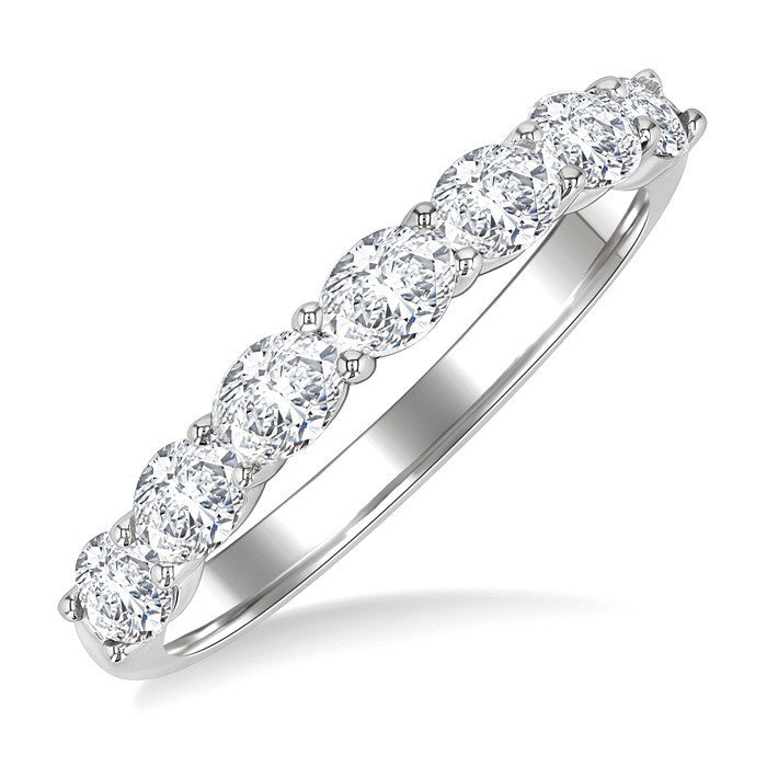 1 Ctw East-West Oval Cut Diamond Fashion Band in 14K White Gold
