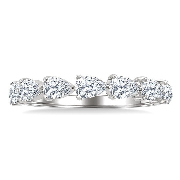 1 Ctw East-West Pear Shape Diamond Fashion Band in 14K White Gold