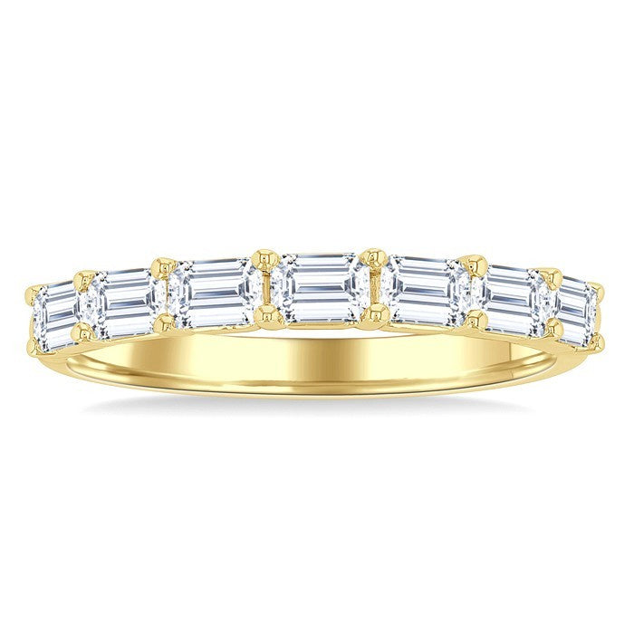 1 Ctw East-West Emerald Cut Diamond Fashion Band in 14K Yellow Gold