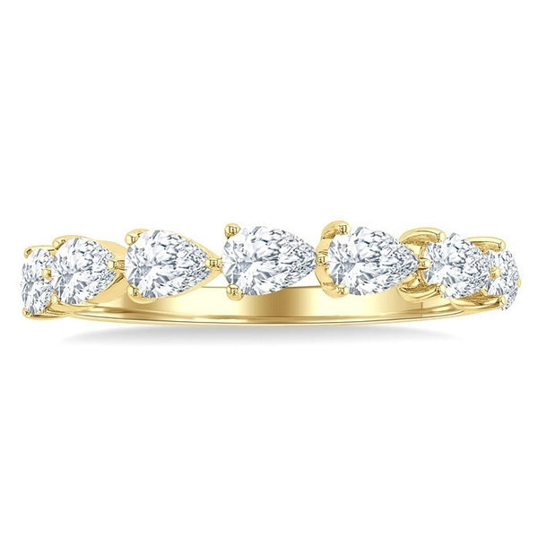 1 Ctw East-West Pear Shape Diamond Fashion Band in 14K Yellow Gold