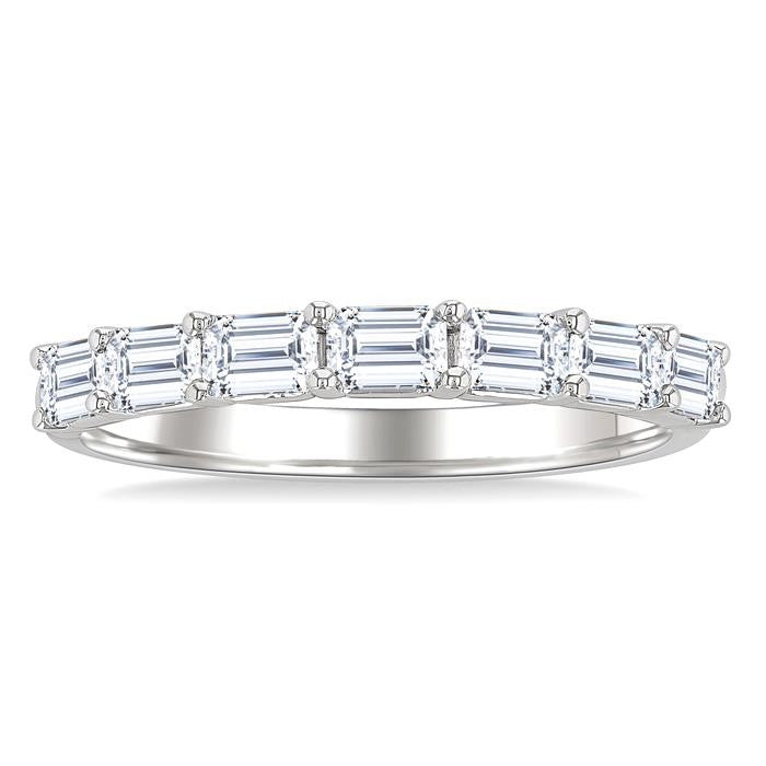 1 Ctw East-West Emerald Cut Diamond Fashion Band in 14K White Gold
