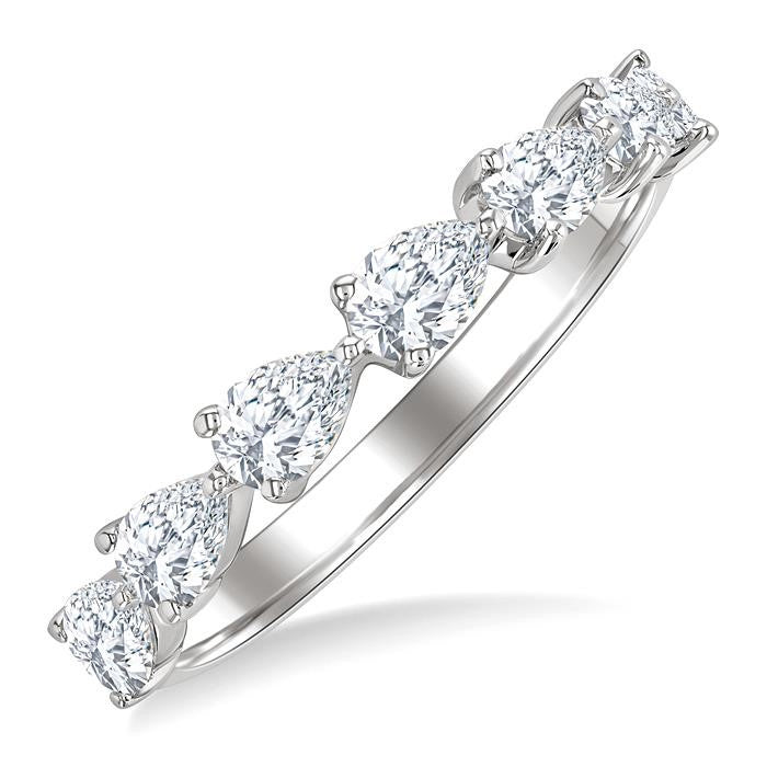 1 Ctw East-West Pear Shape Diamond Fashion Band in 14K White Gold