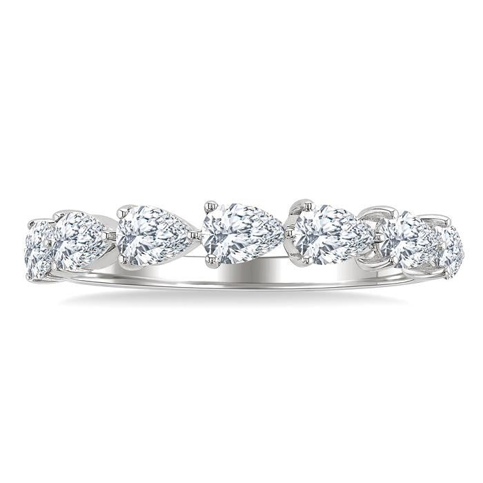 1 Ctw East-West Pear Shape Diamond Fashion Band in 14K White Gold