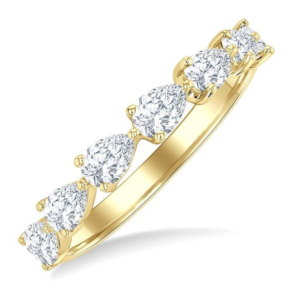 1 Ctw East-West Pear Shape Diamond Fashion Band in 14K Yellow Gold