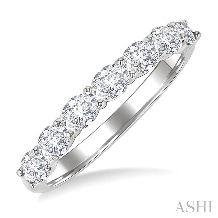 1 Ctw East-West Oval Cut Diamond Fashion Band in 14K White Gold