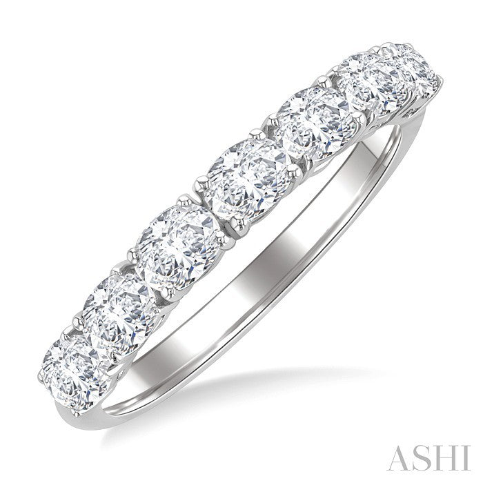 1 Ctw East-West Oval Cut Diamond Fashion Band in 14K White Gold