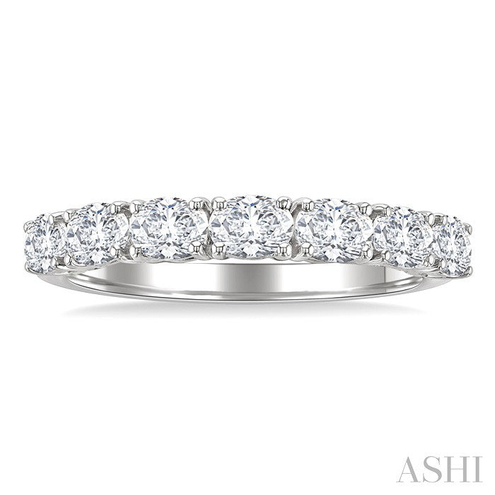 1 Ctw East-West Oval Cut Diamond Fashion Band in 14K White Gold