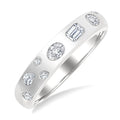 1/3 Ctw Bezel Set Mixed Cut Diamond Mosaic Fashion Band in 14K White Gold