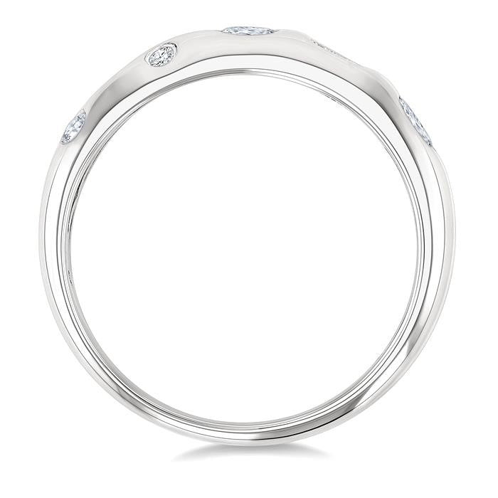 1/3 Ctw Bezel Set Mixed Cut Diamond Mosaic Fashion Band in 14K White Gold