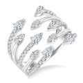 1 Ctw Five-Way Split Pear and Round Cut Diamond Fashion Open Ring in 14K White Gold