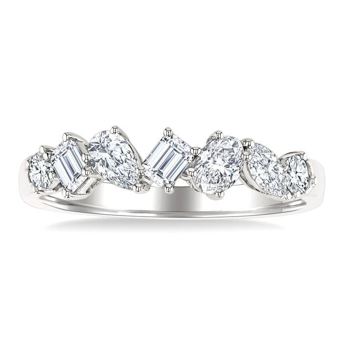 3/4 Ctw Mixed Cut Diamond Fashion Band in 14K White Gold