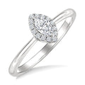 1/4 Ctw Marquise and Round Cut Diamond Fashion Halo Ring in 14K White Gold