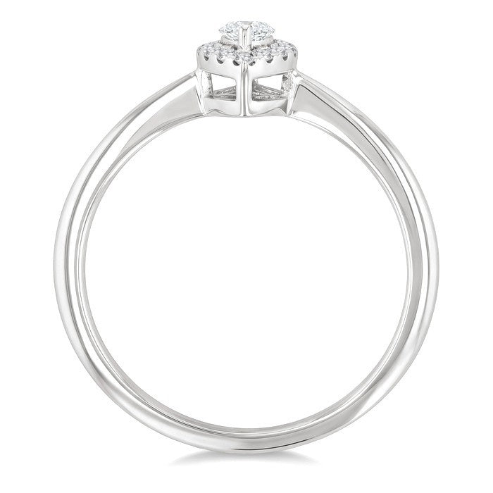 1/4 Ctw Marquise and Round Cut Diamond Fashion Halo Ring in 14K White Gold