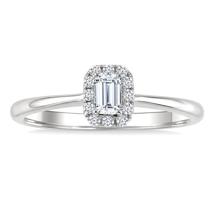 1/4 Ctw Octagon and Round Cut Diamond Fashion Halo Ring in 14K White Gold