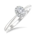 1/4 Ctw Oval and Round Cut Diamond Fashion Halo Ring in 14K White Gold