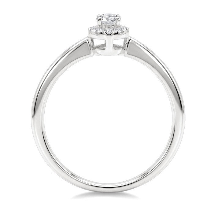 1/4 Ctw Oval and Round Cut Diamond Fashion Halo Ring in 14K White Gold