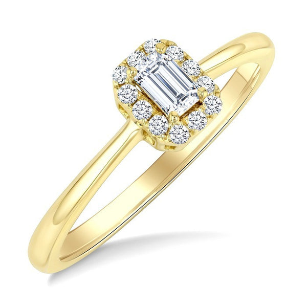 1/4 Ctw Octagon and Round Cut Diamond Fashion Halo Ring in 14K Yellow Gold