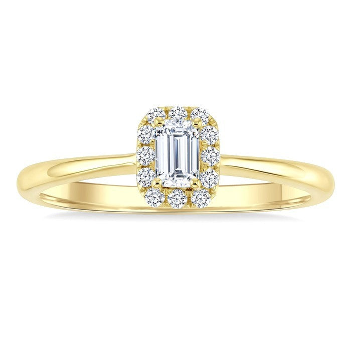 1/4 Ctw Octagon and Round Cut Diamond Fashion Halo Ring in 14K Yellow Gold