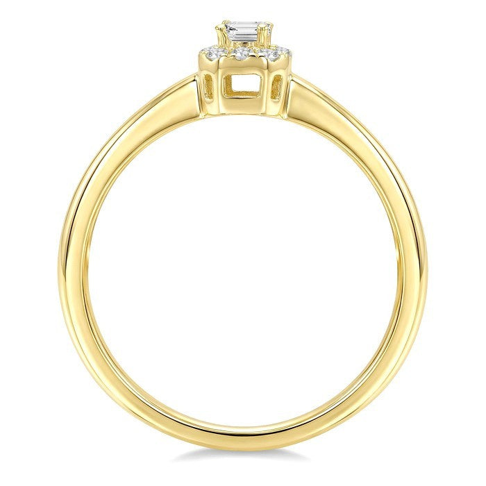 1/4 Ctw Octagon and Round Cut Diamond Fashion Halo Ring in 14K Yellow Gold