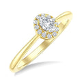 1/4 Ctw Oval and Round Cut Diamond Fashion Ring in 14K Yellow Gold