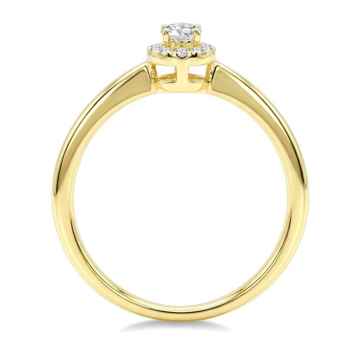 1/4 Ctw Oval and Round Cut Diamond Fashion Ring in 14K Yellow Gold