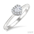 1/4 Ctw Heart and Round Cut Diamond Fashion Halo Ring in 14K White Gold