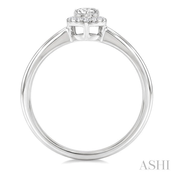 1/4 Ctw Heart and Round Cut Diamond Fashion Halo Ring in 14K White Gold