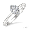 1/4 Ctw Marquise and Round Cut Diamond Fashion Halo Ring in 14K White Gold