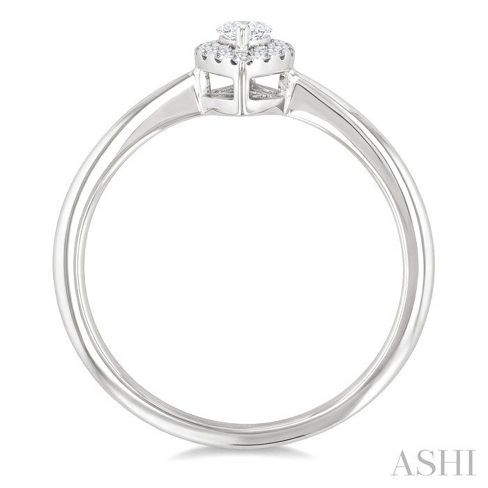 1/4 Ctw Marquise and Round Cut Diamond Fashion Halo Ring in 14K White Gold