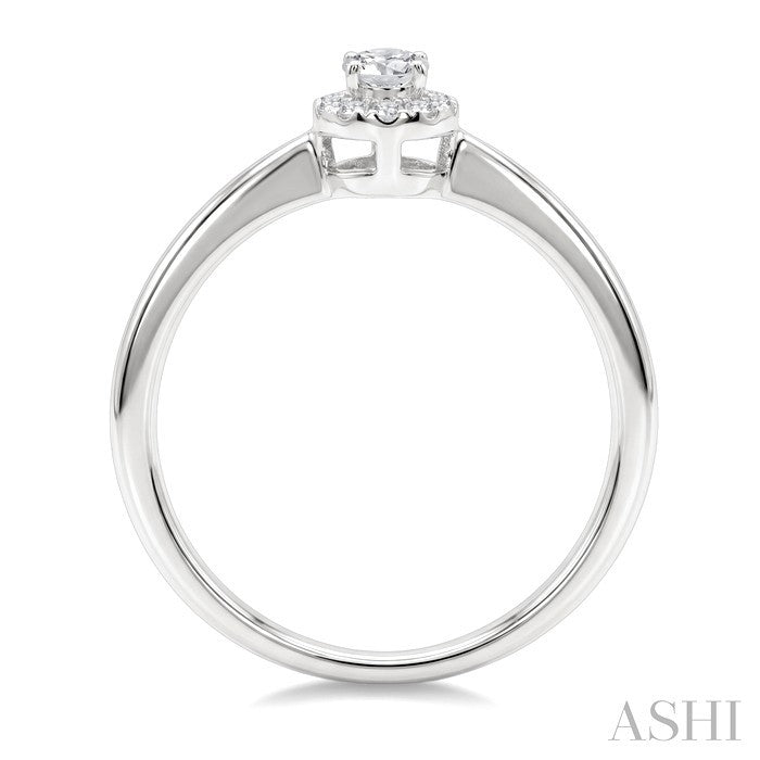 1/4 Ctw Oval and Round Cut Diamond Fashion Halo Ring in 14K White Gold