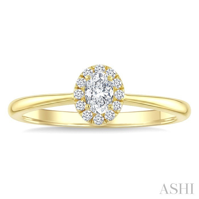 1/4 Ctw Oval and Round Cut Diamond Fashion Ring in 14K Yellow Gold