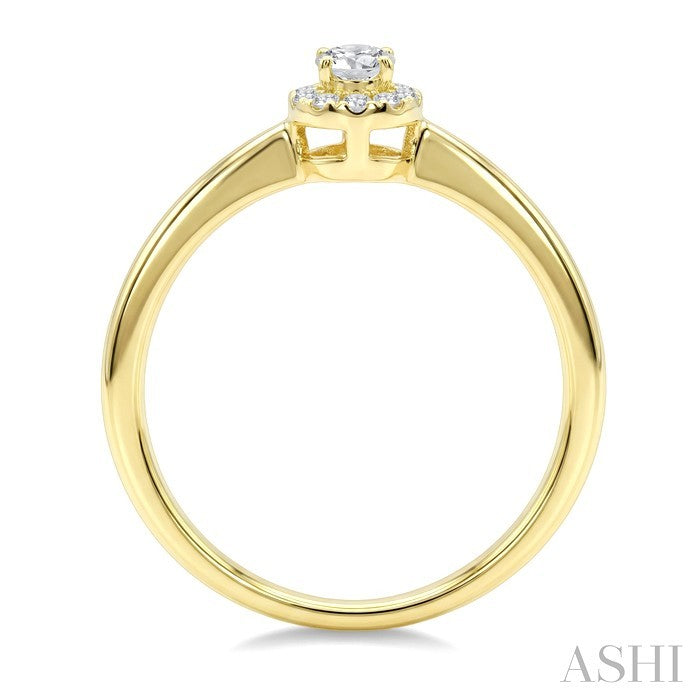 1/4 Ctw Oval and Round Cut Diamond Fashion Ring in 14K Yellow Gold