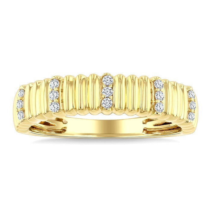 1/10 Ctw Round Cut Diamond Pirouette Fashion Band in 10K Yellow Gold