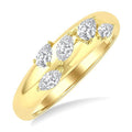 1/2 Ctw 5-Stone Pear and Marquise Cut Diamond Fashion Bold Band in 14K Yellow Gold
