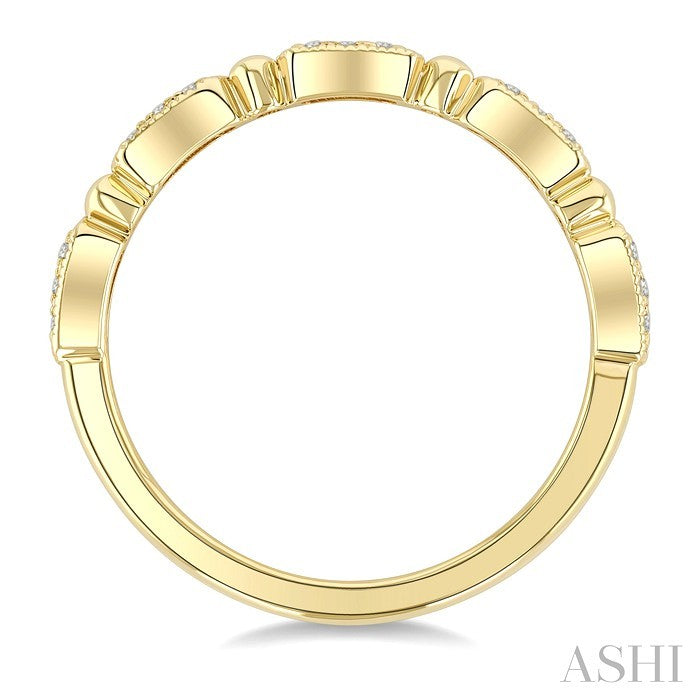 1/10 Ctw Bar Link Round Cut Diamond Stackable Fashion Band in 14K Yellow Gold