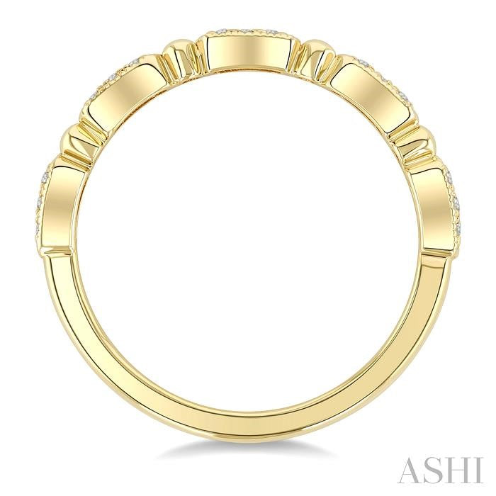 1/10 Ctw Bar Link Round Cut Diamond Stackable Fashion Band in 10K Yellow Gold